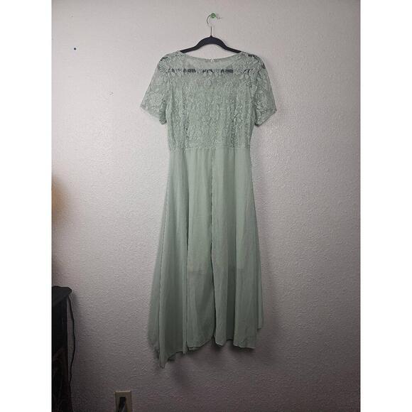 NWT Mint Floral Lace Dress Short Sleeve Asymmetrical Hem Large - Picture 4 of 7